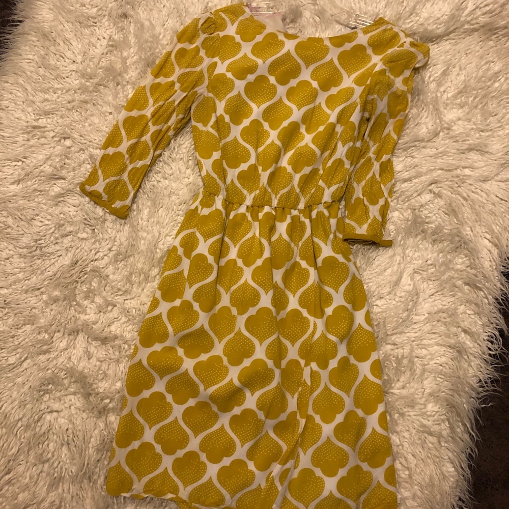 Mustard and white dress